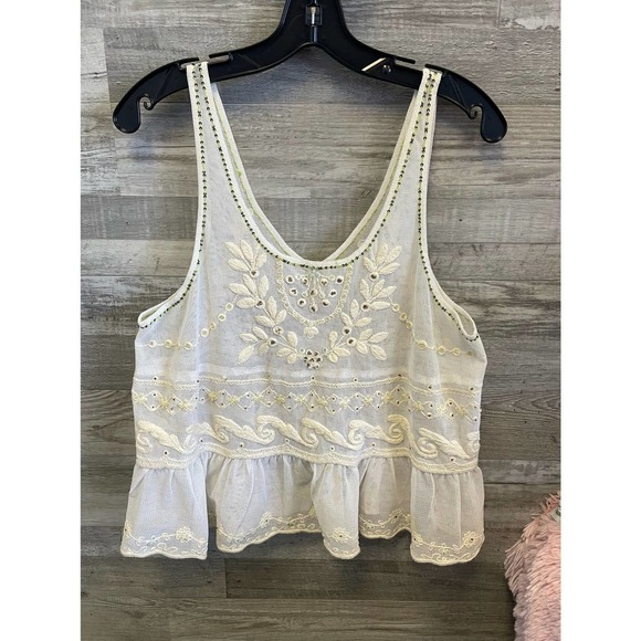 FREE people embroidered beaded top sz med - Picture 4 of 7